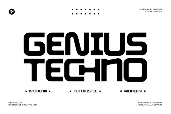 Genius Techno: A Futuristic Display Typeface for Bold Brand Identities